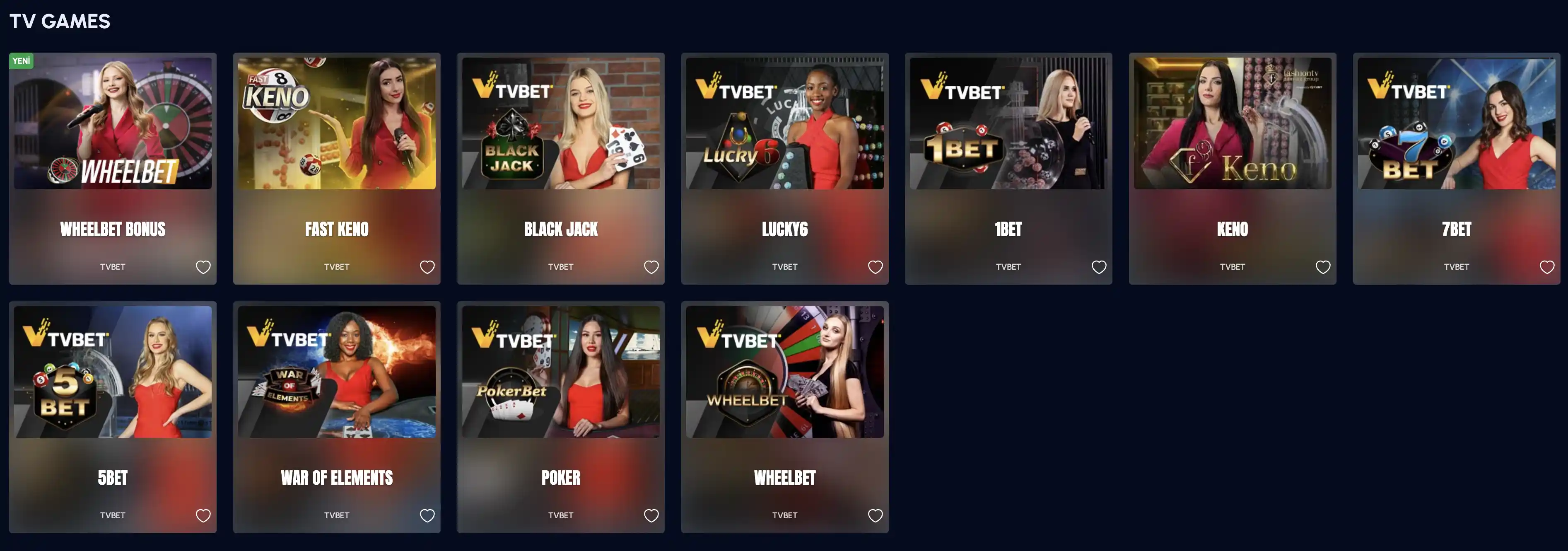 Savoy TV Games TVBET oyun lobisi ekran görüntüsü